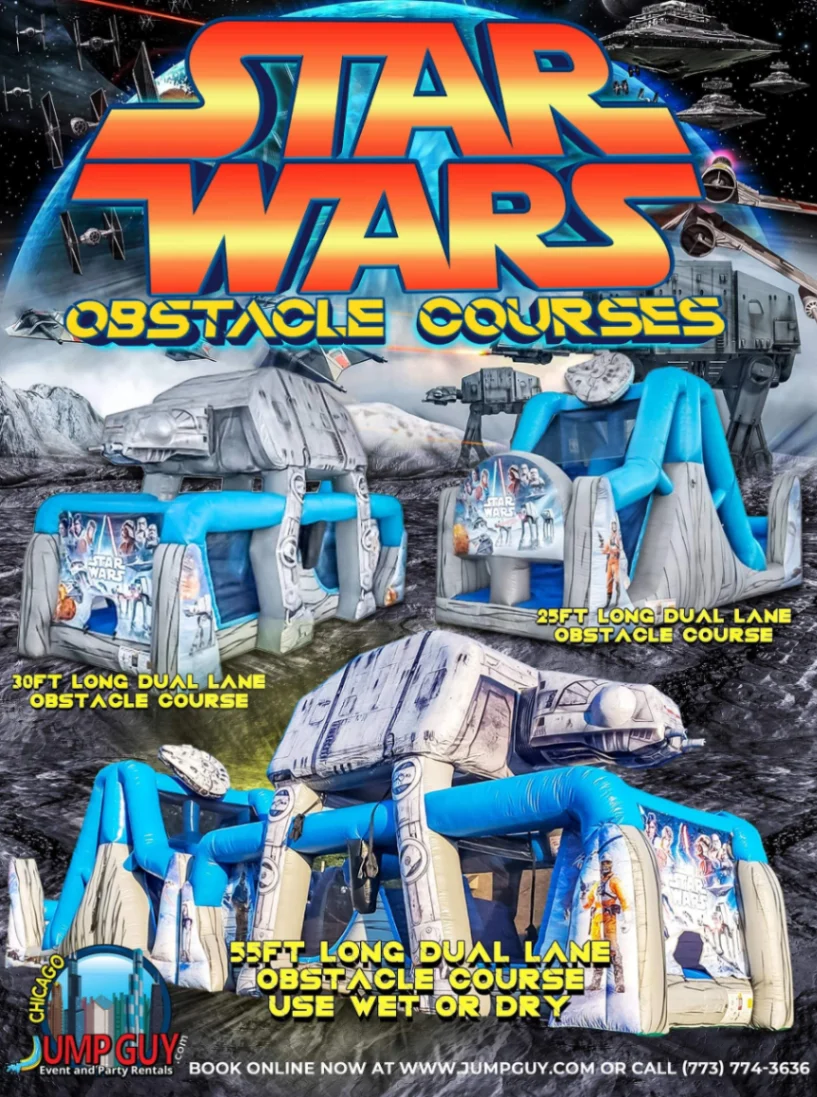 star wars inflatable obstacle course rental for Hinsdale IL events in ZIP code 60521