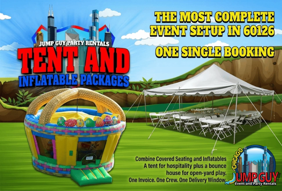 tent and inflatable package rental for Hinsdale IL events in ZIP code 60521