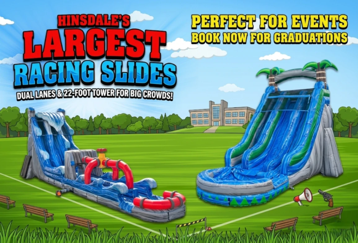 Dual Lane Racing Slides rental in Hinsdale, IL (60521) by Jump Guy Party Rentals