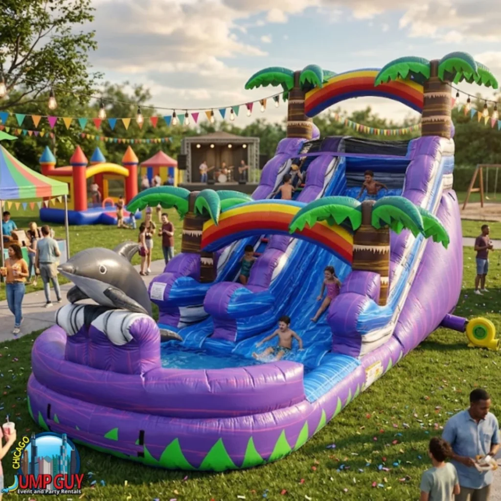 Purple Dolphin Water Slide rental in Hinsdale, IL (60521) by Jump Guy Party Rentals